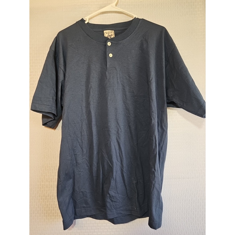 Alore, Men's Large L, Blue Henley , Made USA, Summer, 100% Cotton